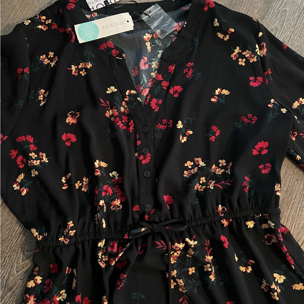 NWT 41 Hawthorn Black and Pink Long Sleeve Sundress - Picture 6 of 9